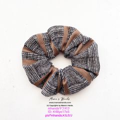 ⭐️21点売れました⭐️ おしゃれな イタリア 製 グレンチェック 茶系 シュシュ ヘアゴム♪