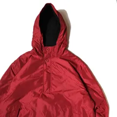 00's ギャップ GAP フリースライニング ナイロン アノラックパーカー (XL) 濃赤系 プルオーバー フード 旧タグ オールド 青タグ 2001年製 アメリカ古着 USED ビンテージ ヴィンテージ
