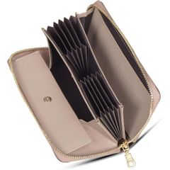 【新品未開封】財布 レディース 長財布 日本製 本革 大容量 ボックス型小銭入れ 小銭が出しやすい じゃばら 多機能 YKKファスナー 縦型カード収納 ウォレット 女性用 サイフ (Greige) NKLLB4980LT