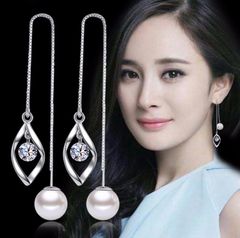 【在庫限り】　パール　ロング　ピアス　ジルコニア