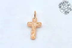 チャーム　クロス　ピンクゴールド　スターリングシルバー　ハワイアンジュエリー　ハワジュ　アクセサリー　チェーン別売り　十字架　スクロール　波　彫刻　シンプル　ミニ　小さめ　小ぶり　レディース　女性　日常使い　ハワイアンデザイン　色違い　プレゼント　5,000円
