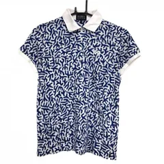 ★SALE価格★【超美品】パーリーゲイツ 半袖ポロシャツ 白×ブルー 総柄 レディース 0(S) ゴルフウェア PEARLY GATES
