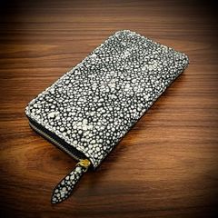 総手縫い スタースティングレイ 折財布 二つ折り ガルーシャ ブラック 黒 スタースティングレイ 折財布 二つ折り 財布 ガルーシャ エイ