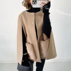 韓国❤️大人綺麗め♡ ポケット ファー ケープ コート　毛皮　アウター マント 韓国❤️大人綺麗め♡ ポケット ファー ケープ コート 毛皮