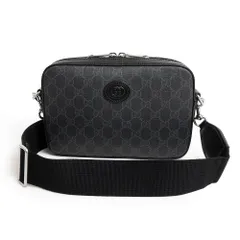 グッチ インターロッキングG 2WAY クラッチ ショルダーバッグ 斜め掛け GGスプリームキャンバス ブラック 黒 シルバー金具 703468 GUCCI（新品・未使用品）