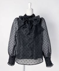 夢展望公式 [新品未使用] オーガンジーシアーボウタイＢＬ [ドットブラック] 他カラー別ページ有  ブラウス・シャツ ブラウス・シャツ（長袖） 535712-03