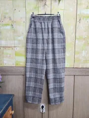 チェッカーウールブレンド ヘムストリングパンツ