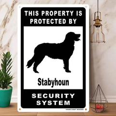 雑貨【Stabyhoun/シュタバイフーン】  Dog ドッグ  犬    メタルポスタ―　Security  セキュリティー 警告  ヤードサイン メタルプレート  ブリキ看板  -196