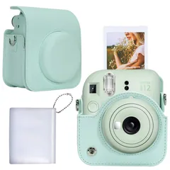 【特価商品】/ 11 12 インスタントカメラ mini INS instax MINI チェキ 12 FUJIFILM ショルダーストラップ付き 専用収納ケース】互換品 ミントグリーン（ケースのみ） 【Aenllosi