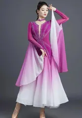 新品 未使用  新作 スタンダード向きロングワンピース！練習着やダンスパーティにも 社交ダンスドレス ラテンダンス衣装 レッスンウェア ステージ衣装