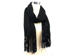 ■新品■未使用■ Flying Scotsman フライング スコッツマン アクリル100％ フリンジ マフラー ストール 防寒具 ブラック系 DG2080