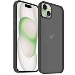 KPNS スマホケース iPhone15 Plus ケース 米軍MIL規格 肌触りも良い 半透明 耐衝撃 超軽薄 指紋防止 黄変防止 アイフォン 15 Plus 保護 カバー（ブラック） 1
