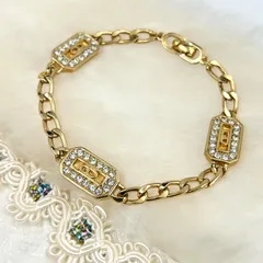 Dior クリスチャンディオール CDロゴ ストーン ゴールドカラー ブレスレット Christian Dior ビジュー　C2831