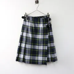 オニールオブダブリン O'NEIL OF DUBLIN ウール ロング プリーツ キルトスカート GB8/グリーン系 チェック 巻きスカート【2400014456684】