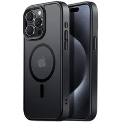 新品 【米軍規格・MagSafe対応】Gtsoho iPhone15ProMax用 ケース 半透明 マグネット搭載 ワイヤレス充電 耐衝撃 耐久性 全面保護 黄ばみなし ストラップホール付き イフォン15 Pro Max用 カバー マグセーフ対応 ブラック