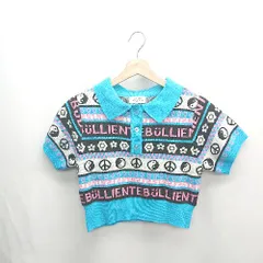 ◇ ⊂ Attitude Makes style ショート丈 半袖 ニット サイズF ブルー ブラック ピンク レディース E  【1501230004763】