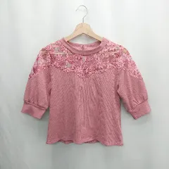 ◇ ⊂Φ MIIA ミーア オーガンジーレース 半袖 カットソー サイズF ピンク レディース E  【1502060047487】