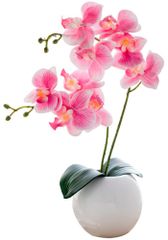 Kugusa ミニ 胡蝶蘭 造花 鉢植え インテリア 人工 観葉植物 フェイク 造花 敬老の日 誕生日 (濃いピンク（丸鉢）)