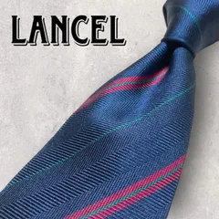 LANCEL ランセル ストライプ柄 シンプル ネクタイ ネイビー