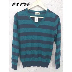 ◇ McGREGOR マックレガー ボーダー 長袖 ニット Vネック セーター サイズM ネイビー ブルー系 レディース 【中古】 【1002801623272】
