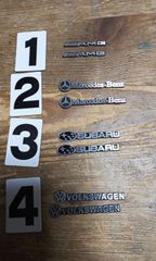 ベンツ　スバル　フォルクスワーゲン　AMG 金属製　ミニ　エンブレムステッカー　2個セット　両面テープ付　ワンセットお選び下さい