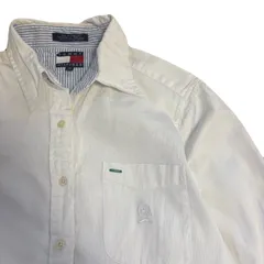 トミーヒルフィガー　シャツ　長袖　6 Sサイズ　ホワイト　US古着　ストライプ　ブルー