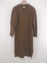◇ LOWRYS FARM カジュアル 無地 サイドスリット 長袖 膝下丈 ニットワンピース サイズF ブラウン系 レディース E  【1306160022531】