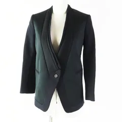 未使用品◎NEIL BARRETT ニールバレット ロゴボタン付き ノーカラー シングルジャケット／テーラードジャケット ダークネイビー ブラック 36 イタリア製 正規品 レディースのサムネイル