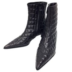 HERMES エルメス キルティングレザー ショートブーツ レディース 37サイズ ブラック 黒 未使用 aq11643