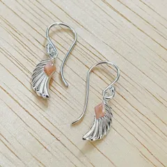 新品 スターリングシルバー SV925 刻印入 ピアス ローズクォーツ フェザー