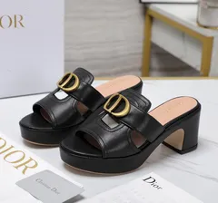 良品】Dior CD トロッター サンダル ミュール ヒール 箱付 キャンバス