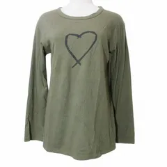 アニエスベー agnes b. 20年 Tシャツ カットソー 長袖 ロンT ハート プリント 1 S相当 カーキ X