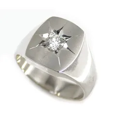リング 指輪 18号 つや消し 印台 Pt850プラチナ ダイヤモンド 0.14ct メンズ