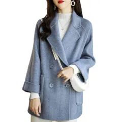 ☆ ブルー ☆ M ☆ レディース ショートコート ノーマルタイプ xjcoat01 ショートコート レディース アウター コート ジャケット ショートコート ショート丈 暖かい 羽織り かわいい 可愛い 長袖 無地 シンプル カジュアル お出かけ お出掛け