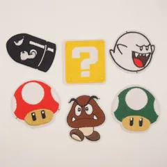 ㉛　アイロンワッペン　ワッペン スーパーマリオ キャラクター 6点セット アイロン スーパーキノコ 1UPキノコ クリボー テレサ ハテナブロック