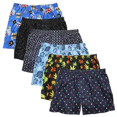 [ステイランド] トランクス 綿100% 4枚セット 6枚セット 前開きボタン付き メンズ (5L, プリント柄6枚セット)