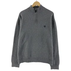 古着 チャップス CHAPS エルボーパッチ付き コットンニットハーフジップセーター メンズL/eaa368655
