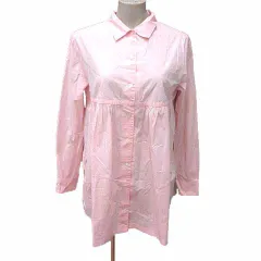 マドモアゼルノンノン mademoiselle NON NON シャツワンピース チュニック 長袖 ピンク /YK
