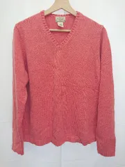 ◇ ⊇ L L Bean エルエルビーン コットン 長袖 ニット セーター サイズL レッド系 レディース E  【1506110013736】