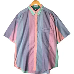 古着 90年代~ トミーヒルフィガー TOMMY HILFIGER マルチストライプ 半袖 ボタンダウン ストライプシャツ メンズXL相当/eaa579800