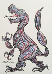 Akihiko Mihara, Salon d'Automne Award-winning artist [KODAIRYU] Original drawings, pencil drawings, sketches, animal drawings, contemporary art, small pieces, paintings, fine art, pen drawings, illustrations, monsters, colored pencil drawings, mascot characters, original illustrations, hand-drawn illustrations, dragons, dinosaurs, dragons, ink paintings, mystical, pencil