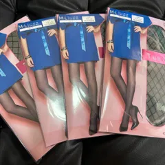 GUNZE グンゼ Tuche トゥシェ ストッキング ラッセルネット ブラック　ダイヤ柄 4足セット M-L