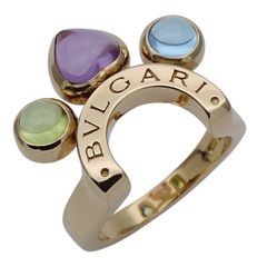 ブルガリ BVLGARI リング レディース ブランド 指輪 750YG アメジスト ブルートパーズ ペリドット アレグラ イエローゴールド 約11号 ジュエリー 磨き済み 【中古】
