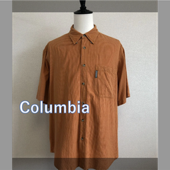 #377　Columbia　コロンビア　シャツ　オレンジ　チェック　メンズ　L　古着