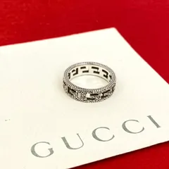 極 美品 GUCCI グッチ スクエアG アラベスク シルバー925 リング 指輪 アクセサリー 小物 17号 メンズ シルバー  32062