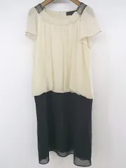 ◇ UNTITLED スパンコール シフォン フレンチスリーブ 膝丈 ワンピース サイズ2 ベージュ ブラック レディース P  【中古】 【1209080006110】