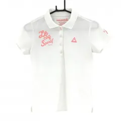 ルコック 半袖ポロシャツ 白×ピンク 織生地 ロゴ刺しゅう アイスクリーム  レディース M ゴルフウェア le coq sportif