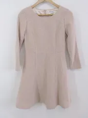 ◇ NATURAL BEAUTY BASIC ノーカラー 長袖 ミニ フレア ワンピース サイズ S ベージュ レディース P  【中古】 【1210110000855】