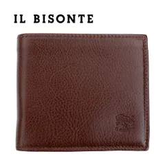 イルビゾンテ 財布 二つ折り IL BISONTE 小銭入れ付き マローネ ダークブラウン SBW023 PV0005 BW129B MARRONE レザー 本革 コンパクト コインケース 札入れ