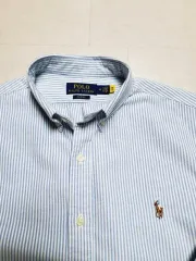 ポロ オックスフォード ライトブルーストライプ シャツ スリムフィット m ホログラムタグ 新作 ポール 1158